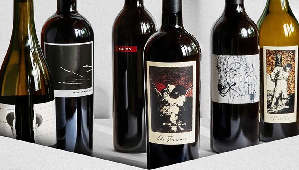 Bottles of Prisoner Wine in a row