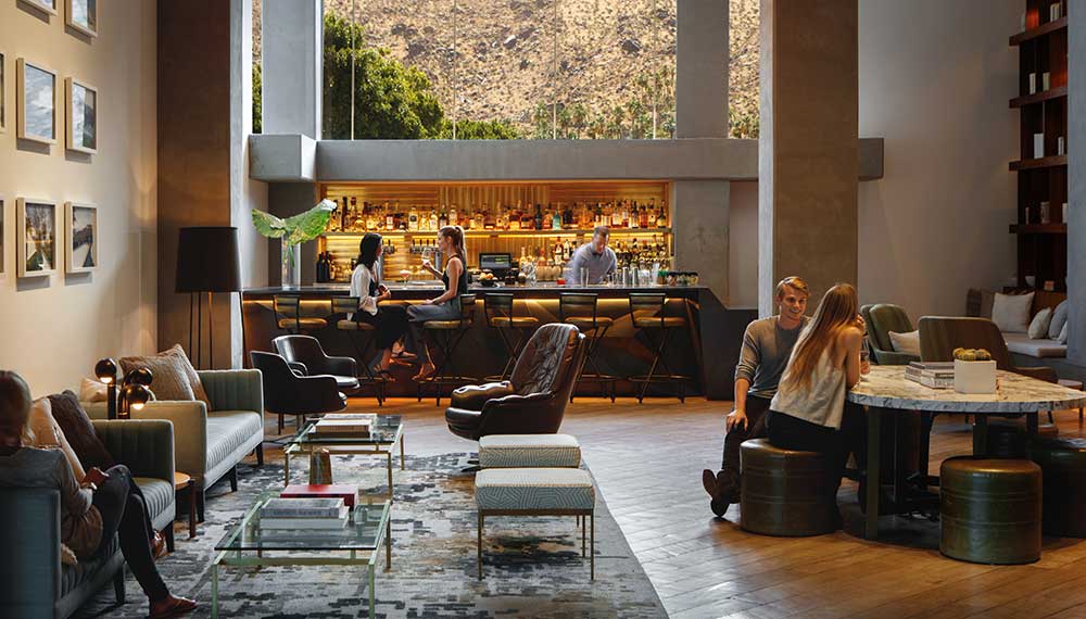 hotel rowan lobby bar mountain view