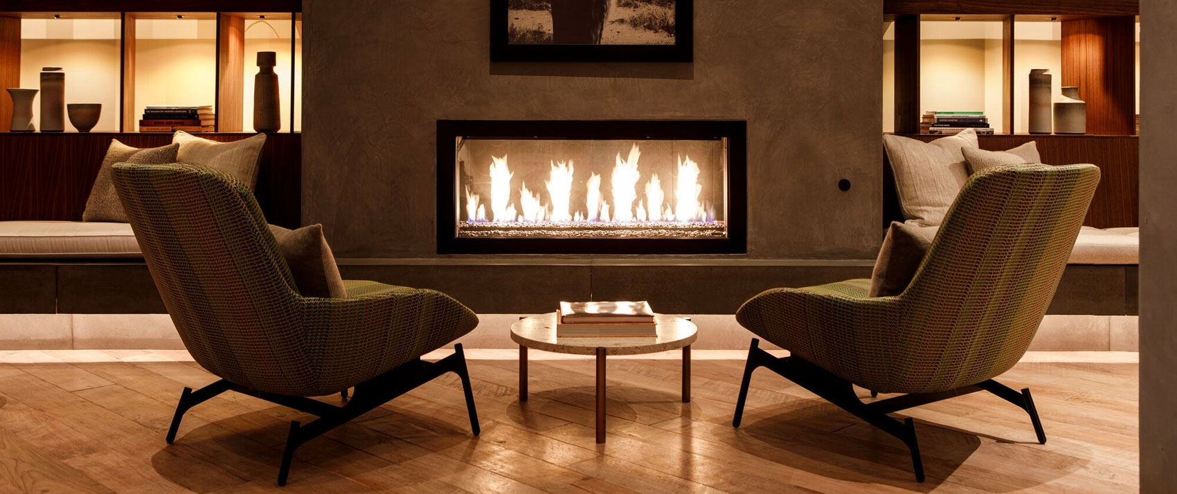 fireplace in the lobby